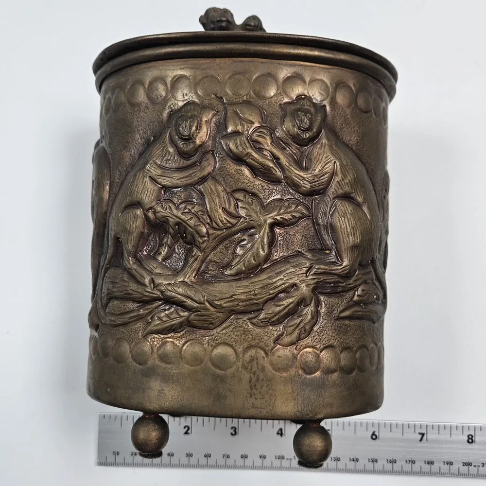 Brass Monkey‎ Canister Footed Tea Caddy Decorative Storage Trinket Box VTG